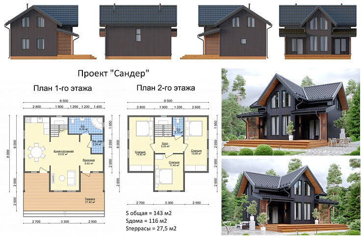 Проект каркасного дома «Сандер»